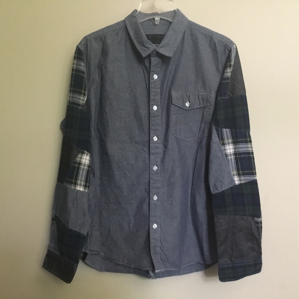 MOSTLY HEARD RARELY SEEN denim plaid shirt XL